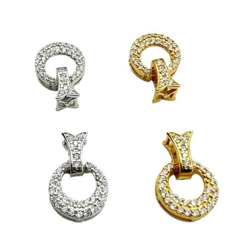 S925 Sterling Silver CZ-Inlaid Crescent Clasps
