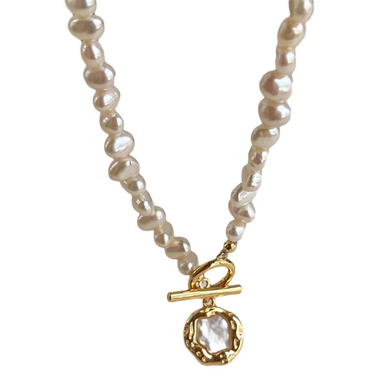 Natural Freshwater Baroque Pearl Necklace - Double-Sided Shine Irregular Long Sweater Chain Women's Versatile