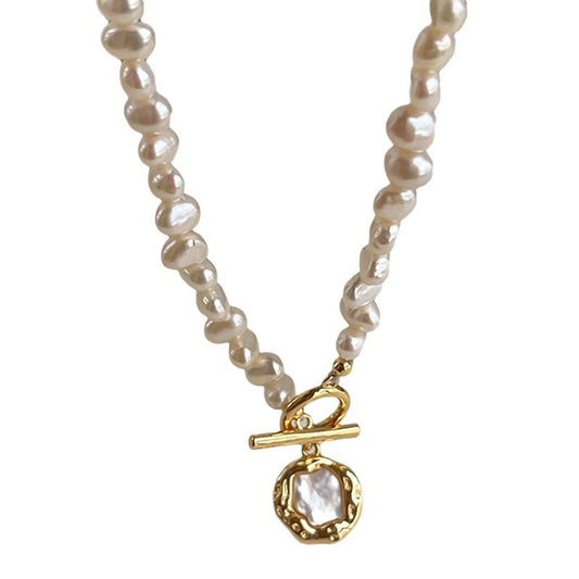 Natural Freshwater Baroque Pearl Necklace - Double-Sided Shine Irregular Long Sweater Chain Women's Versatile