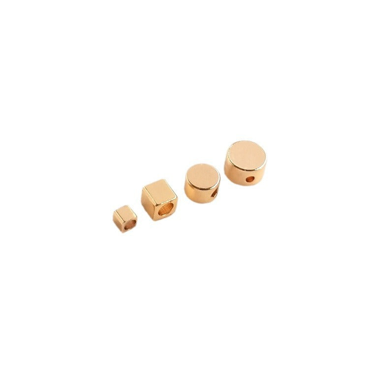US 14K Gold Plated Geometric Spacer Beads | DIY Jewelry Loose Beads (Cylinder/Cube/Hexagon)