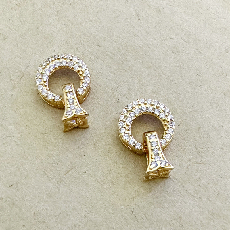 S925 Sterling Silver CZ-Inlaid Crescent Clasps