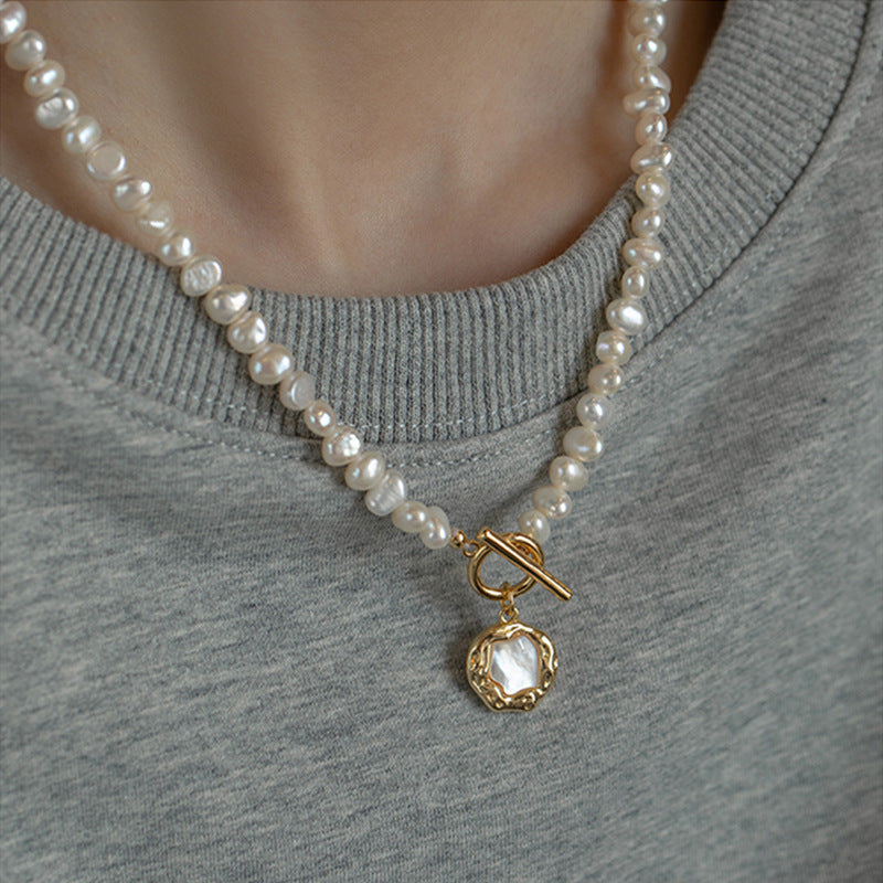 Natural Freshwater Baroque Pearl Necklace - Double-Sided Shine Irregular Long Sweater Chain Women's Versatile