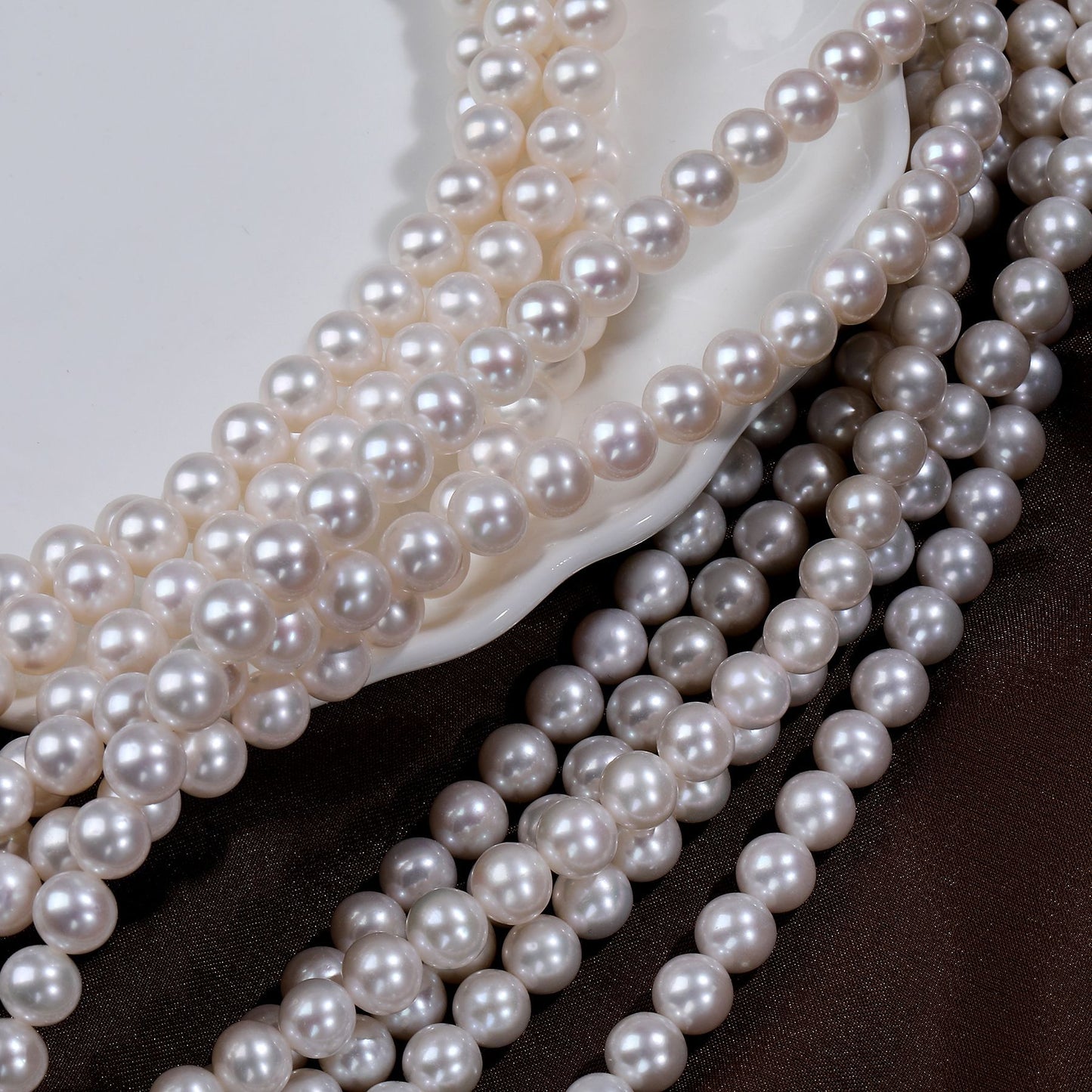 7mm Round Freshwater Pearl Semi - Finished Beads High Luster Slightly Flawed for DIY Necklace Jewelry Making
