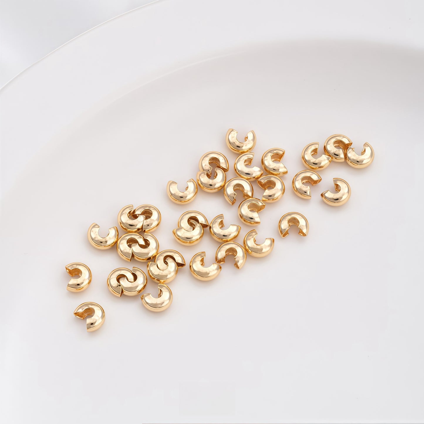 14K Gold Plated Positioning Tube End Clasps | Wholesale DIY Jewelry Findings for Necklaces/Bracelets - Crushable Beads