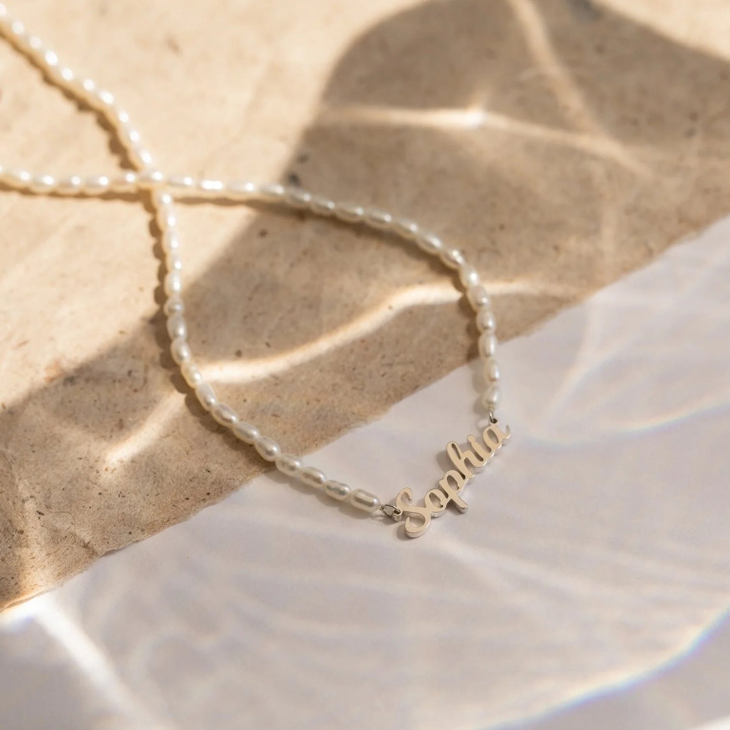 Custom Stainless Steel Name Necklace - DIY Pearl Chain Letter Pendant