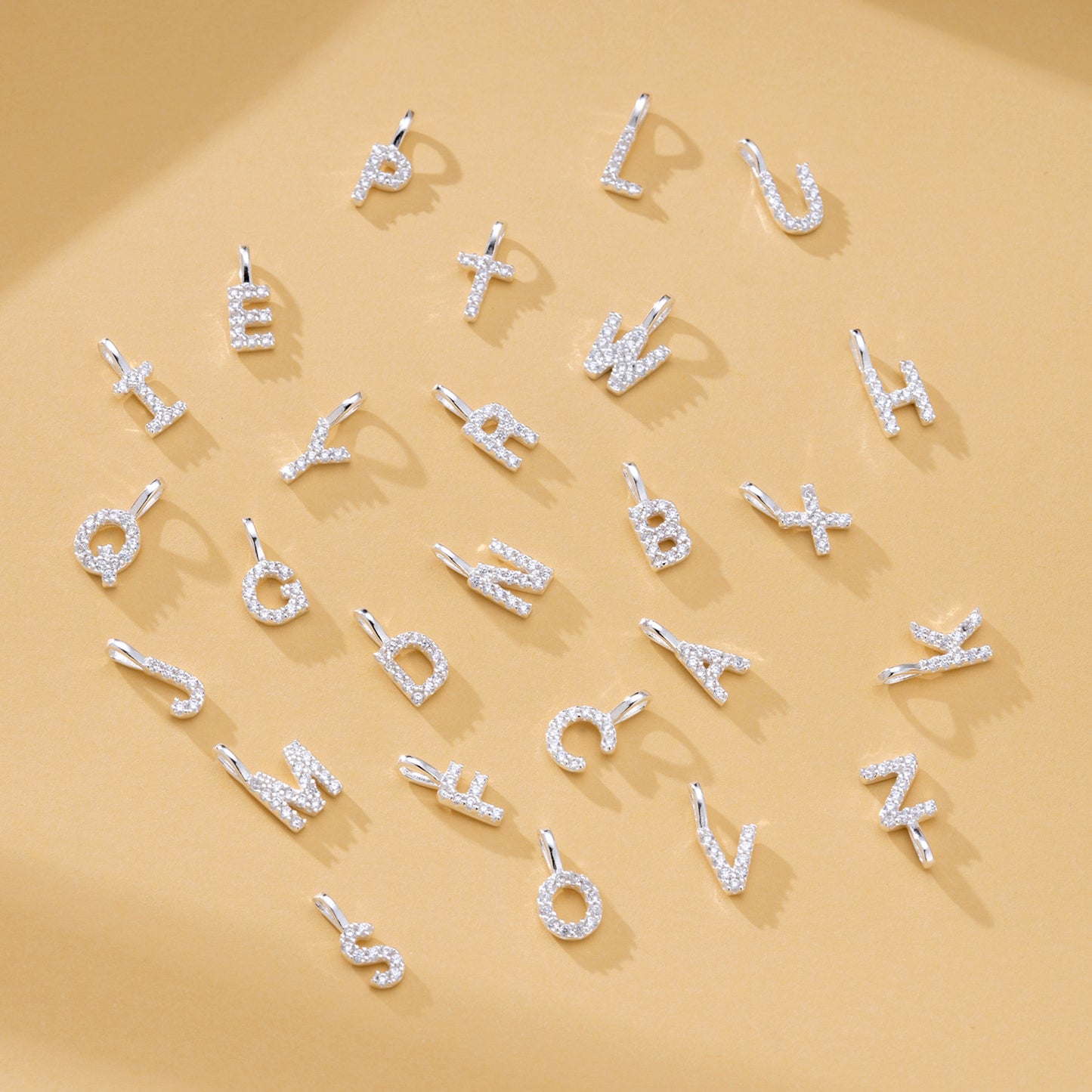 S925 Sterling Silver Custom Name Letter Pendants | Full Zircon Initial Necklaces
