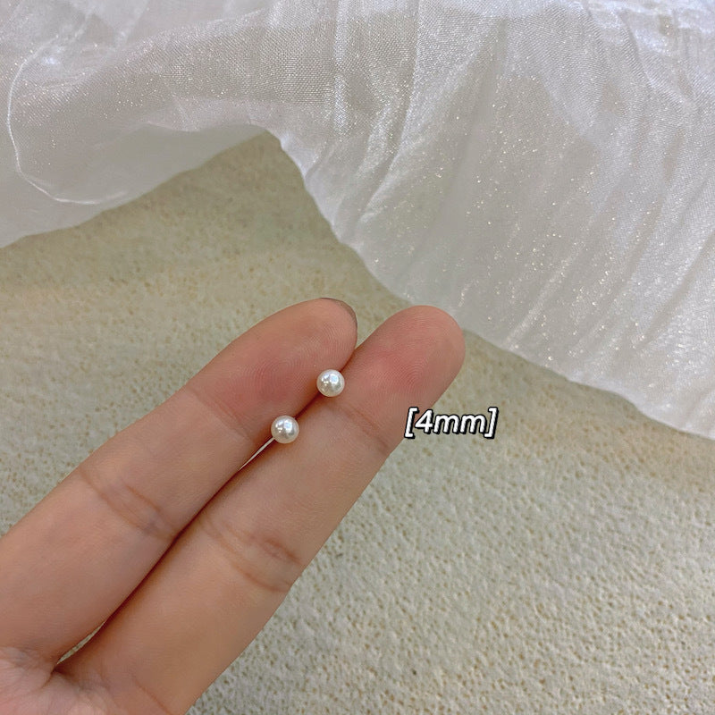 Tiny Round Pearl Stud Set - Hypoallergenic Healing Earrings for Women