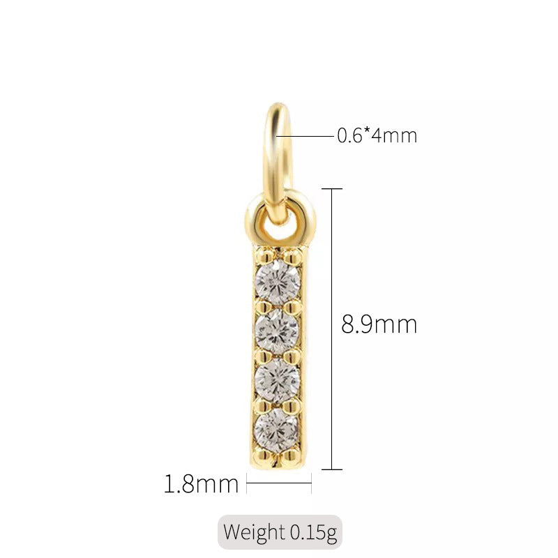 A 14K zircon pendant with 26 English letters