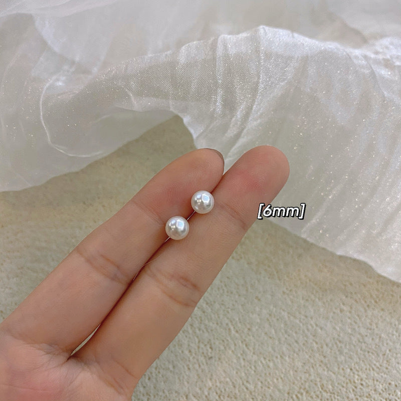 Tiny Round Pearl Stud Set - Hypoallergenic Healing Earrings for Women