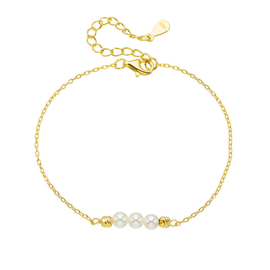 S925 Sterling Silver Beaded Pearl Bracelet - Dainty Daily Jewelry