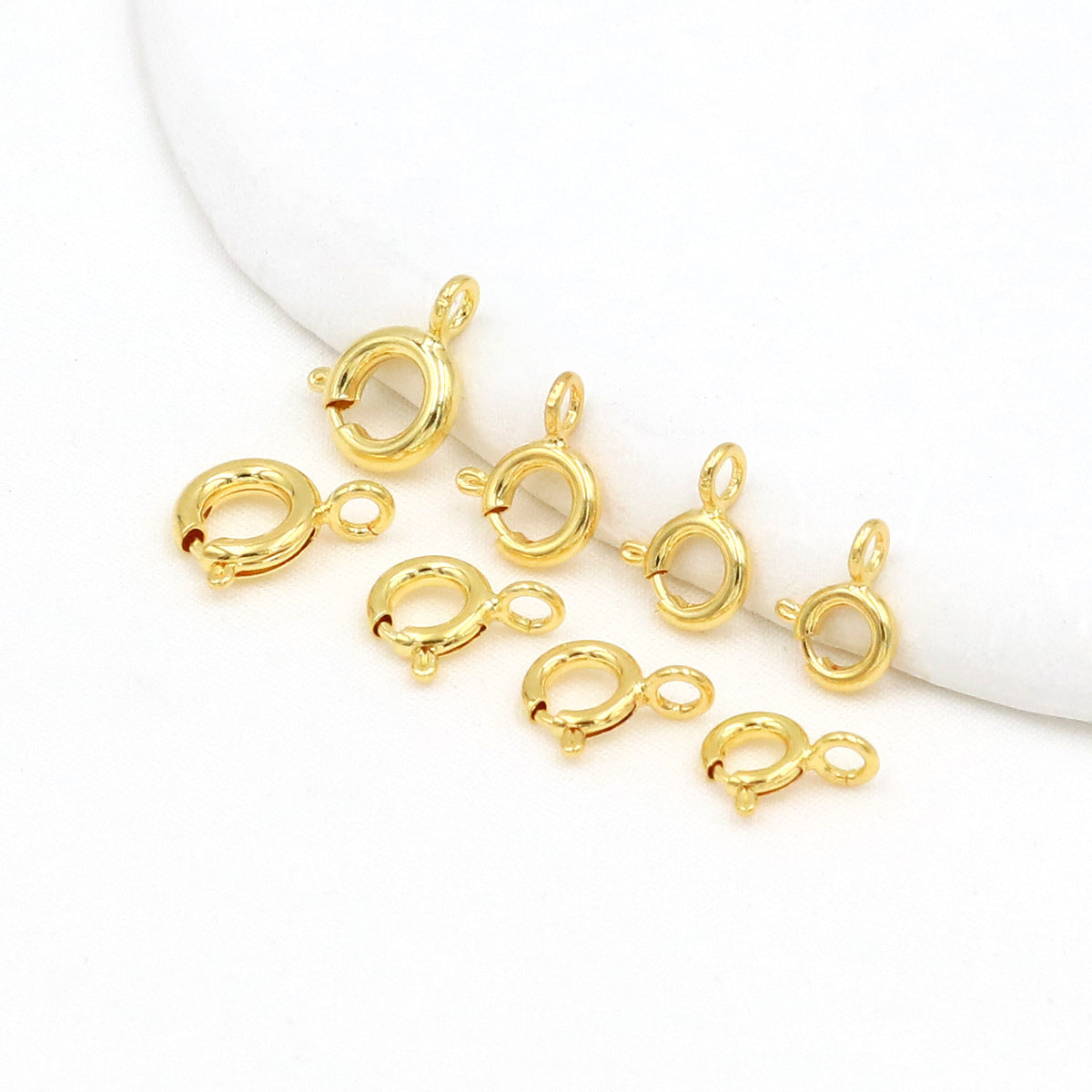18K Real Gold Plated O-Shape Spring Clasp | DIY Jewelry Necklace Clasp (Rose Gold/White Gold) - Durable Gold Cord Lock B92