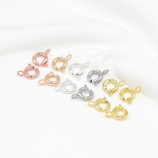 18K Real Gold Plated O-Shape Spring Clasp | DIY Jewelry Necklace Clasp (Rose Gold/White Gold) - Durable Gold Cord Lock B92