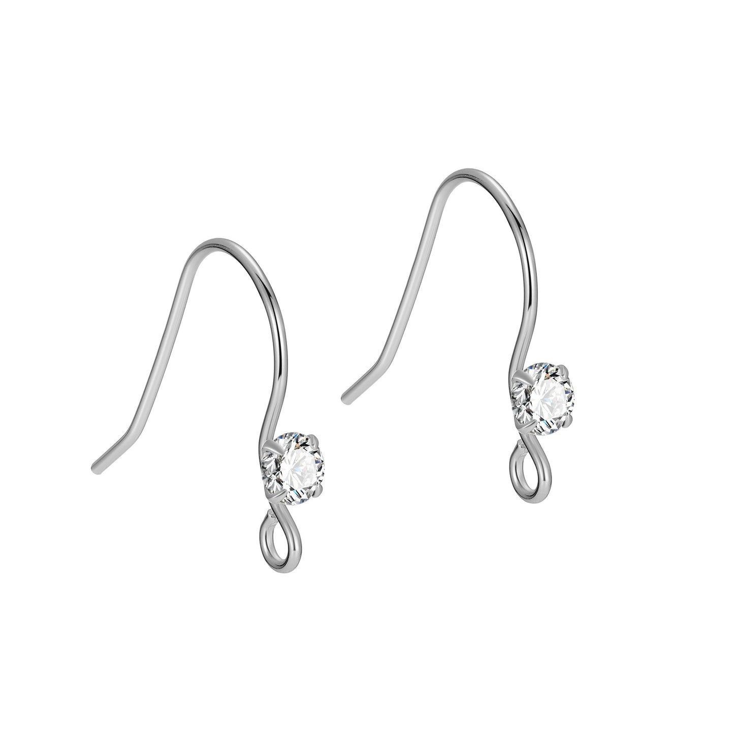 S925 Sterling Silver Handmade Wire Wrapped Earrings - 4-Prong CZ Minimalist DIY Jewelry Findings