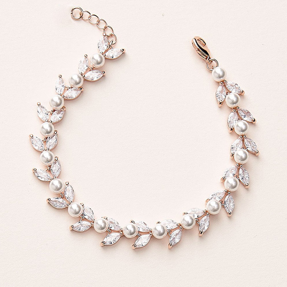 Pearl & Full Zircon Bracelet - Sparkling Evening Dress Accessory