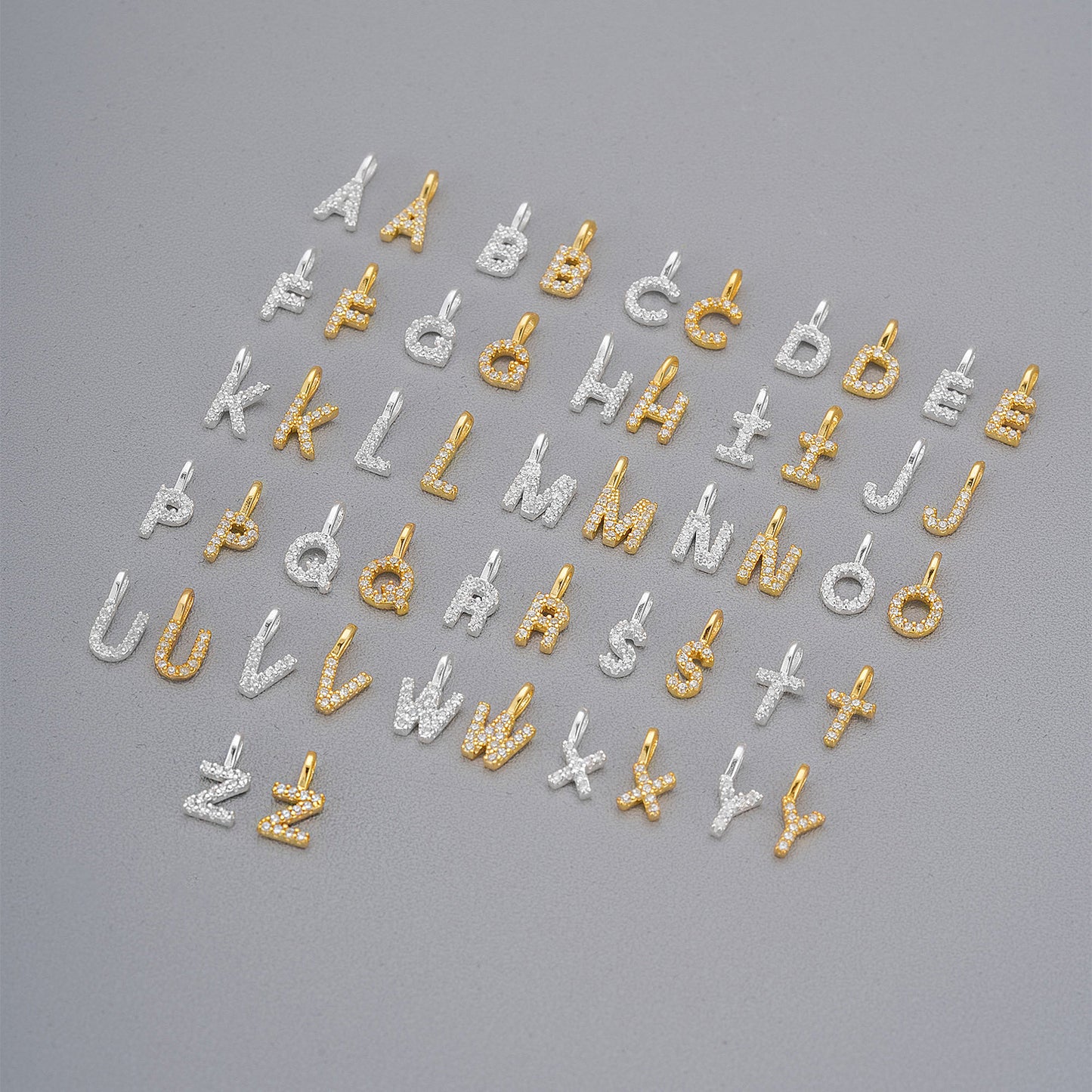 S925 Sterling Silver Custom Name Letter Pendants | Full Zircon Initial Necklaces