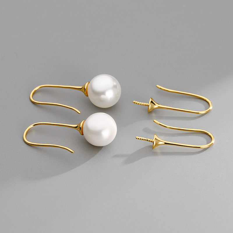 S925 Sterling Silver Gold-Plated U-Shaped Earring Bases -DIY Stud Settings for Pearls Gemstones
