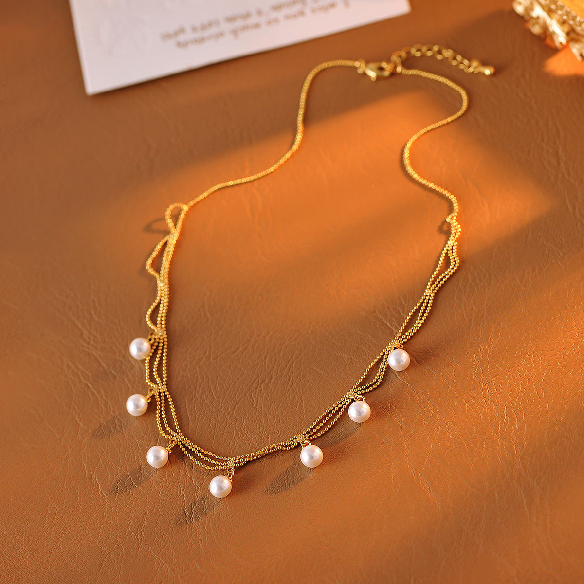 Natural Freshwater Pearl Necklace - Gold Tassel Retro Palace Lace Luxury Collar Chain