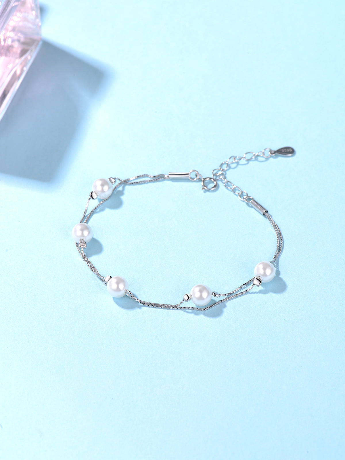 Double - layer Imitation Pearl Bracelet - 925 Sterling Silver Jewelry Perfect Gift for Best Friends