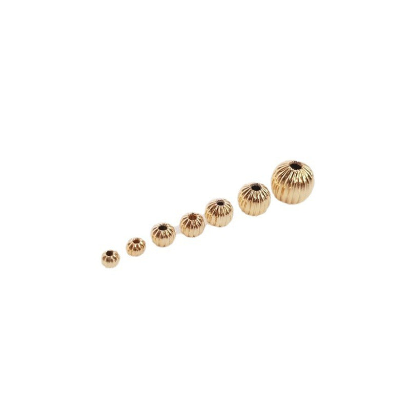 Tarnish-Resistant 14K Gold Plated Lantern/Watermelon/Pumpkin Texture Beads | DIY Jewelry Loose Spacer Beads