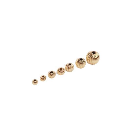 Tarnish-Resistant 14K Gold Plated Lantern/Watermelon/Pumpkin Texture Beads | DIY Jewelry Loose Spacer Beads