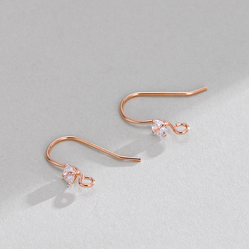 S925 Sterling Silver Handmade Wire Wrapped Earrings - 4-Prong CZ Minimalist DIY Jewelry Findings