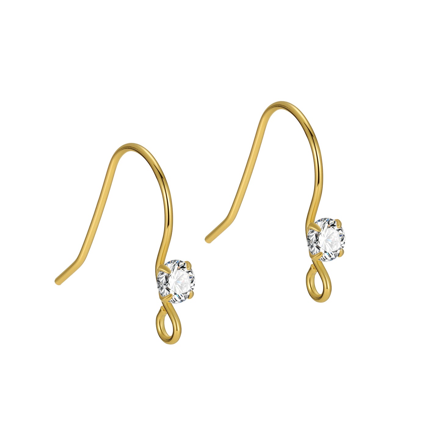 S925 Sterling Silver Handmade Wire Wrapped Earrings - 4-Prong CZ Minimalist DIY Jewelry Findings