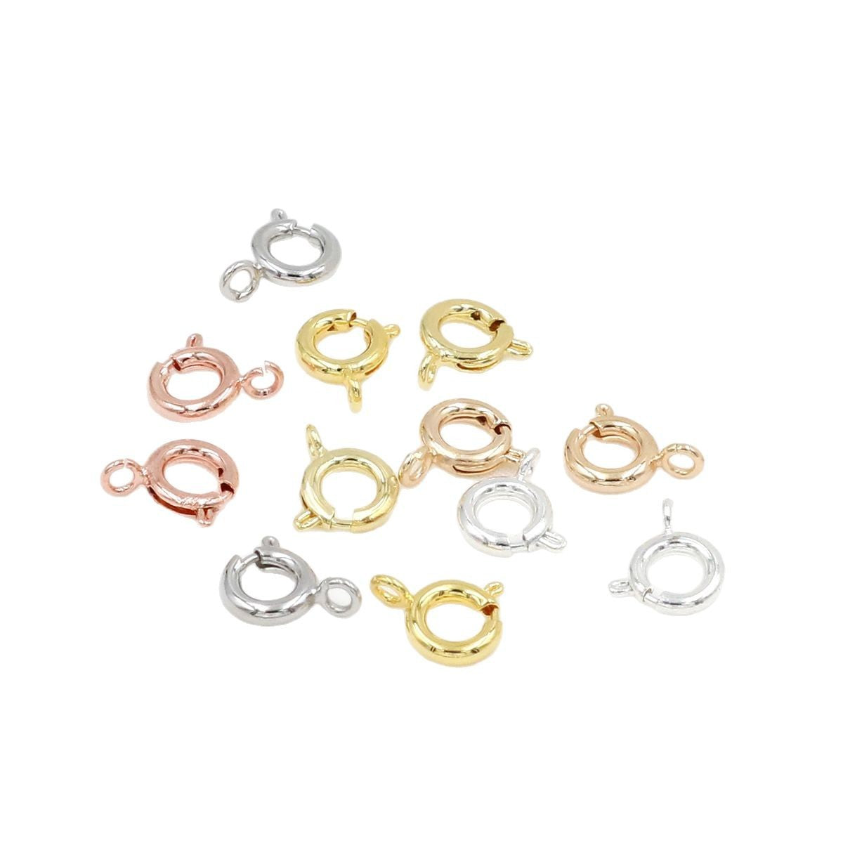 18K Real Gold Plated O-Shape Spring Clasp | DIY Jewelry Necklace Clasp (Rose Gold/White Gold) - Durable Gold Cord Lock B92