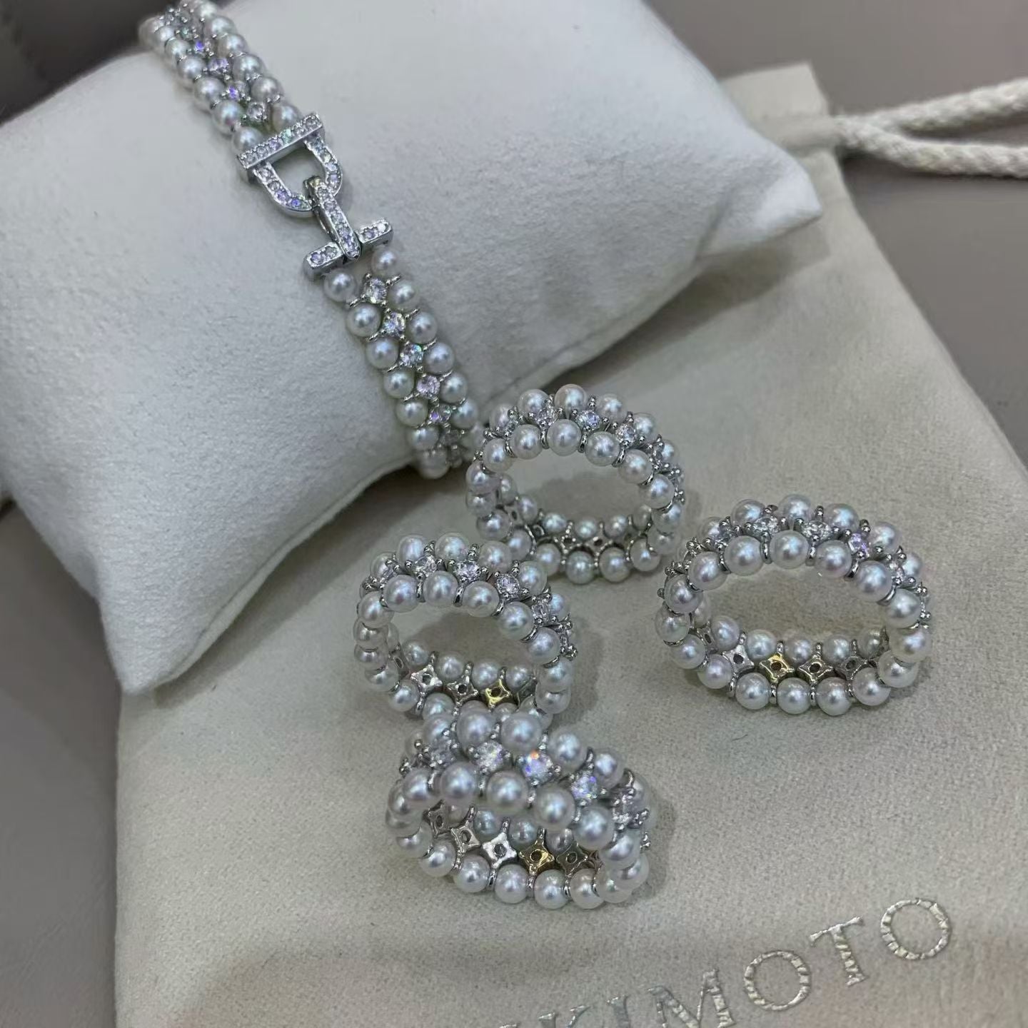 S925 Sterling Silver Multi-Layer Seed Pearl Ring Blank - Spring CZ Setting DIY Handmade Pearl Jewelry
