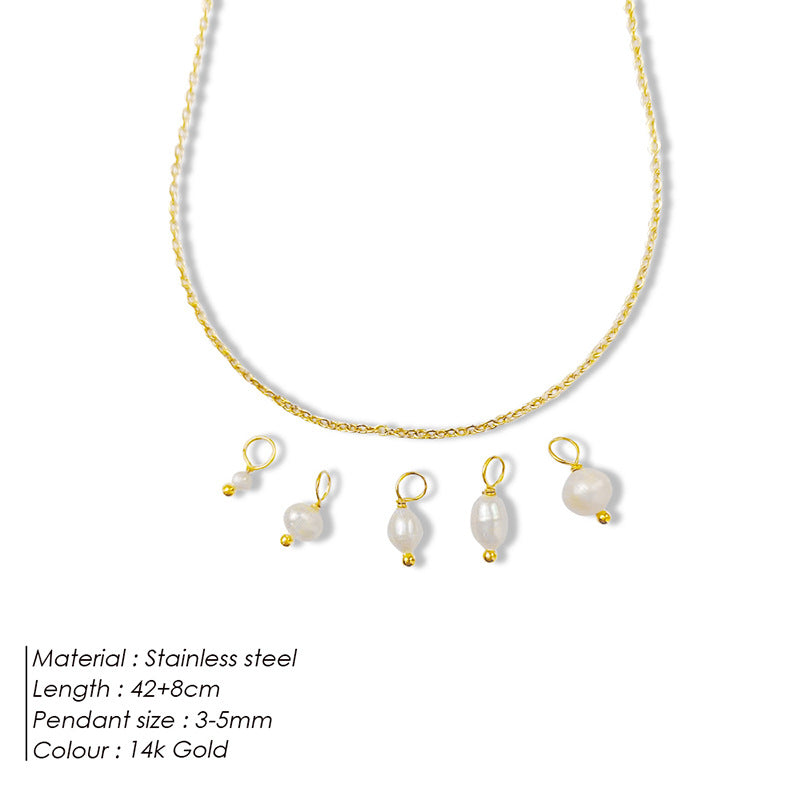 14K Gold Baroque Pearl Clavicle Chain - Freshwater Irregular Design