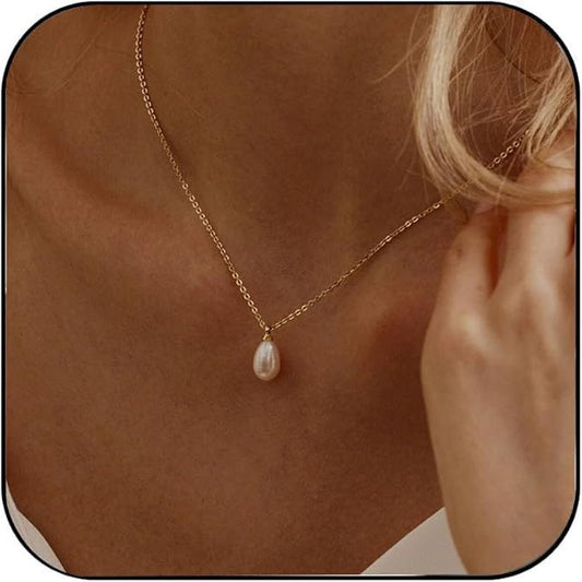 Titanium Steel Pearl Necklace - Unisex Mid-Length Sweater Chain Versatile Pendant Collar Chain
