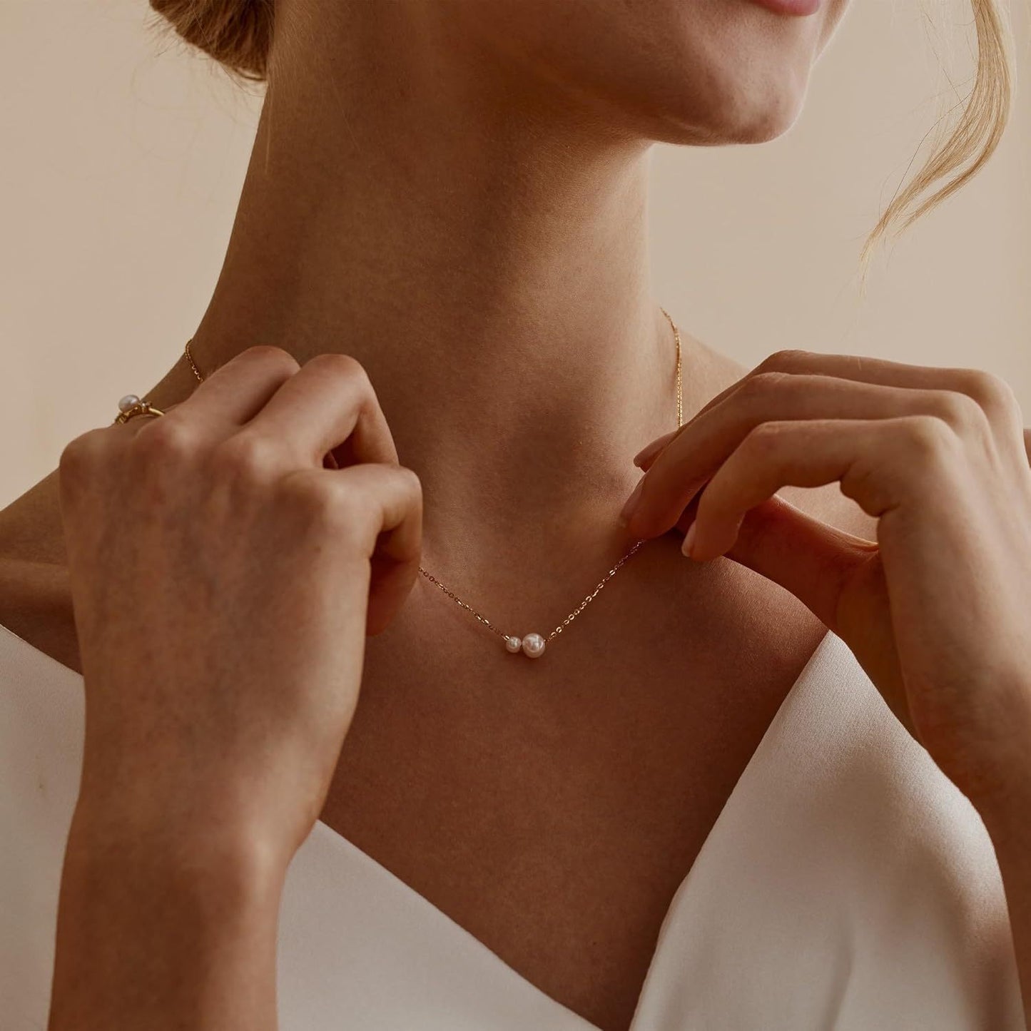 18K Gold Plated Stainless Steel - Pearl Pendant Necklace
