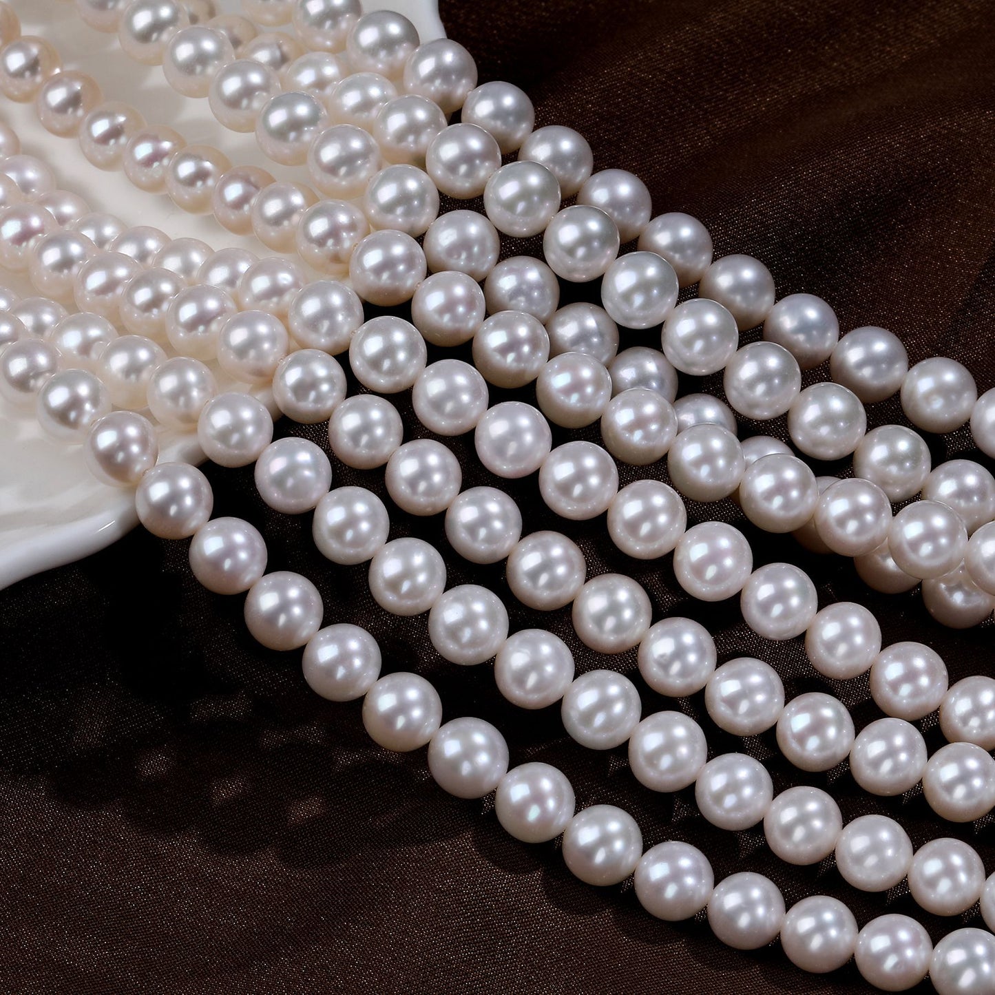 7mm Round Freshwater Pearl Semi - Finished Beads High Luster Slightly Flawed for DIY Necklace Jewelry Making