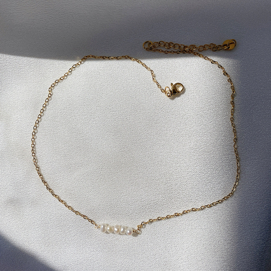 18K Gold Plated Titanium Steel - Tarnish Resistant Natural Freshwater Pearl Necklace