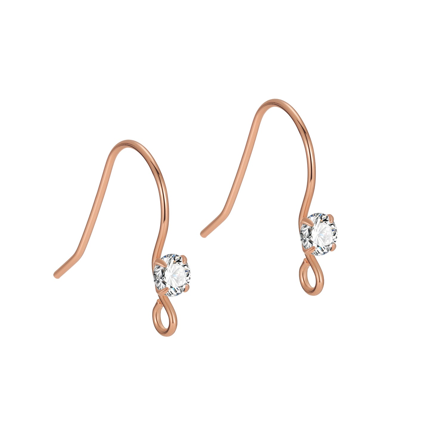 S925 Sterling Silver Handmade Wire Wrapped Earrings - 4-Prong CZ Minimalist DIY Jewelry Findings