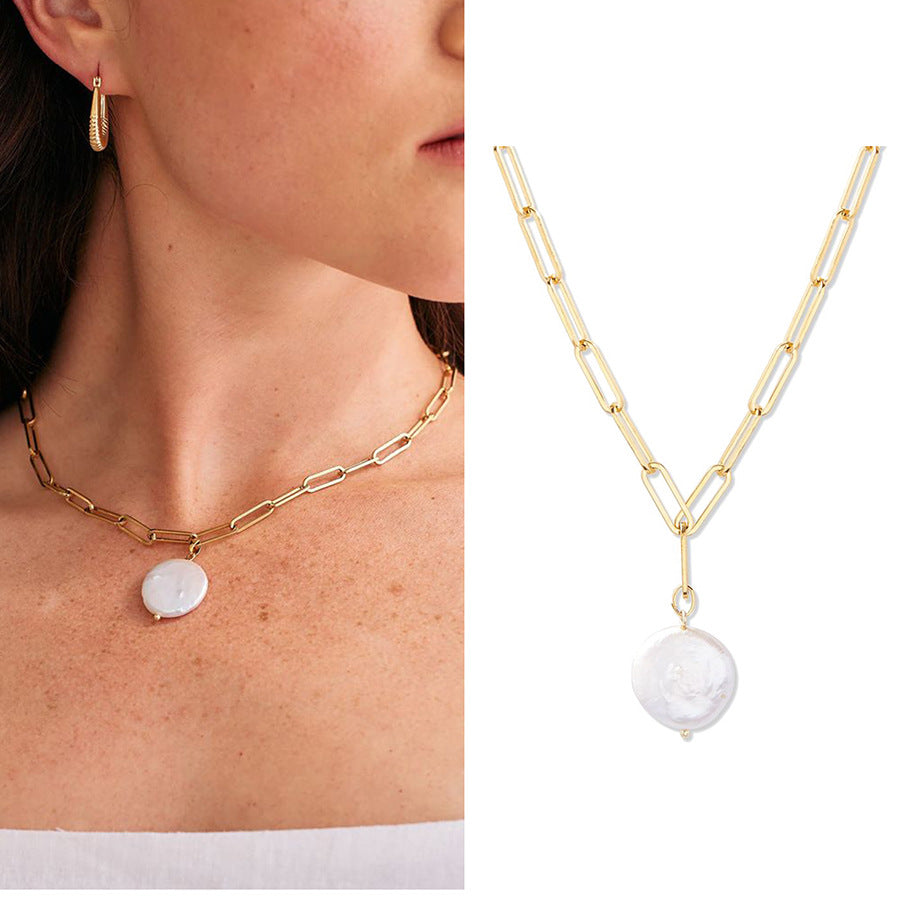 18K Gold Plated Titanium Steel - Tarnish Resistant Natural Freshwater Pearl Necklace