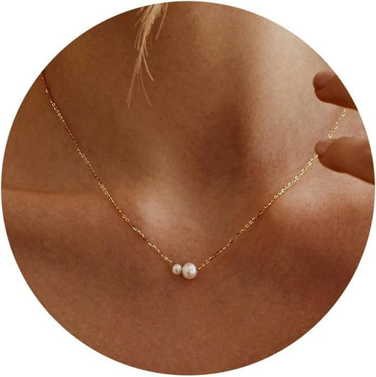 18K Gold Plated Stainless Steel - Pearl Pendant Necklace