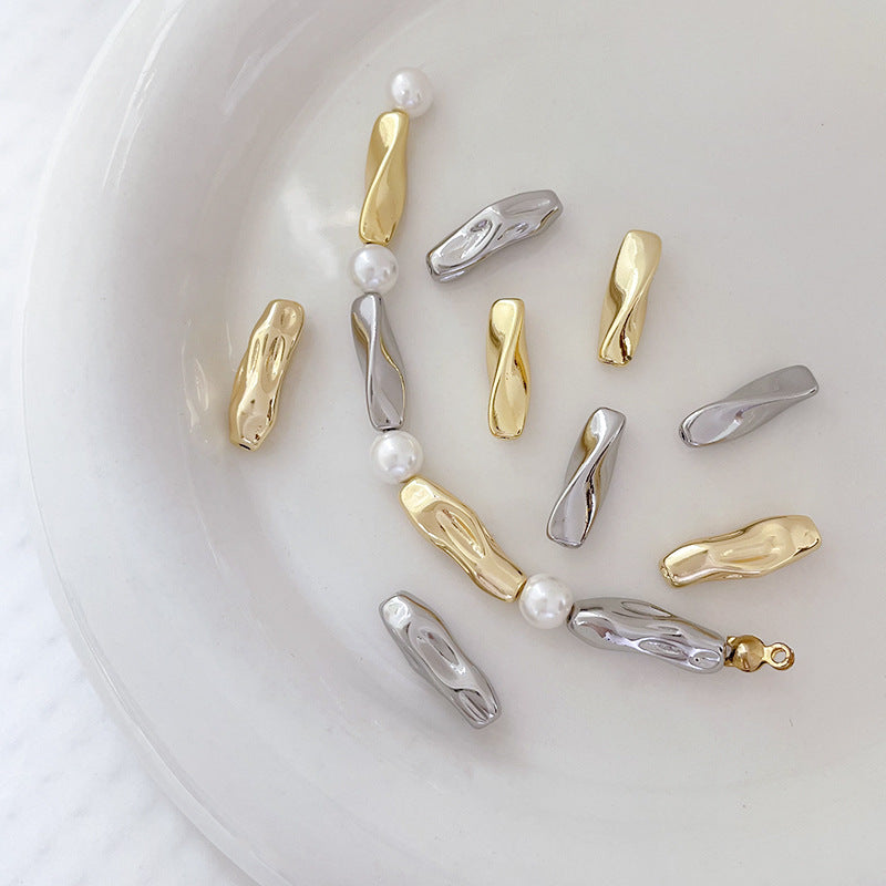 18K Gold Filled Baroque Tube Beads Long Smooth Spacer Beads DIY Jewelry Making Supplies