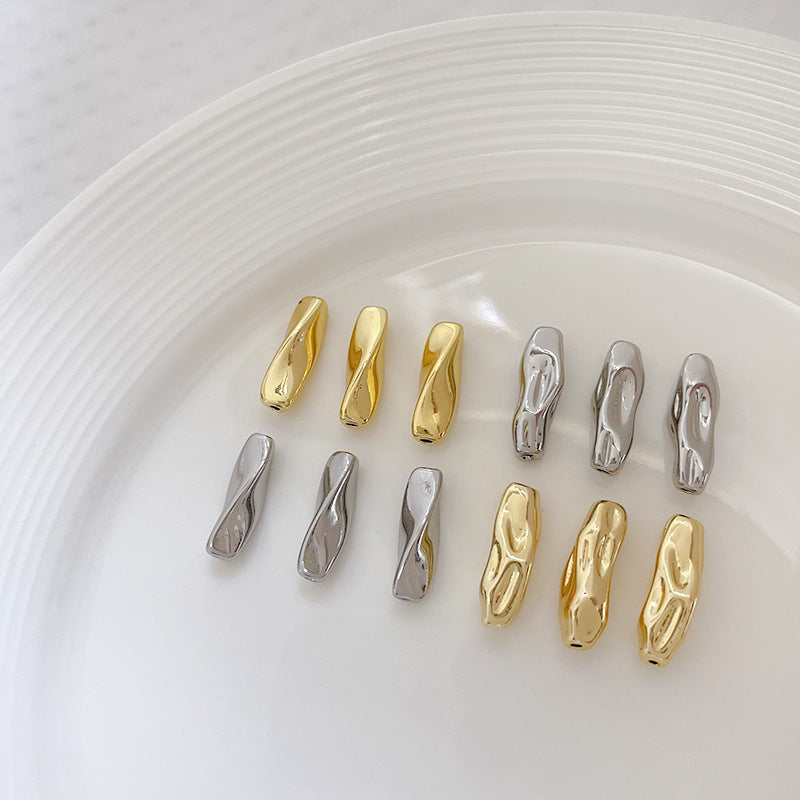 18K Gold Filled Baroque Tube Beads Long Smooth Spacer Beads DIY Jewelry Making Supplies