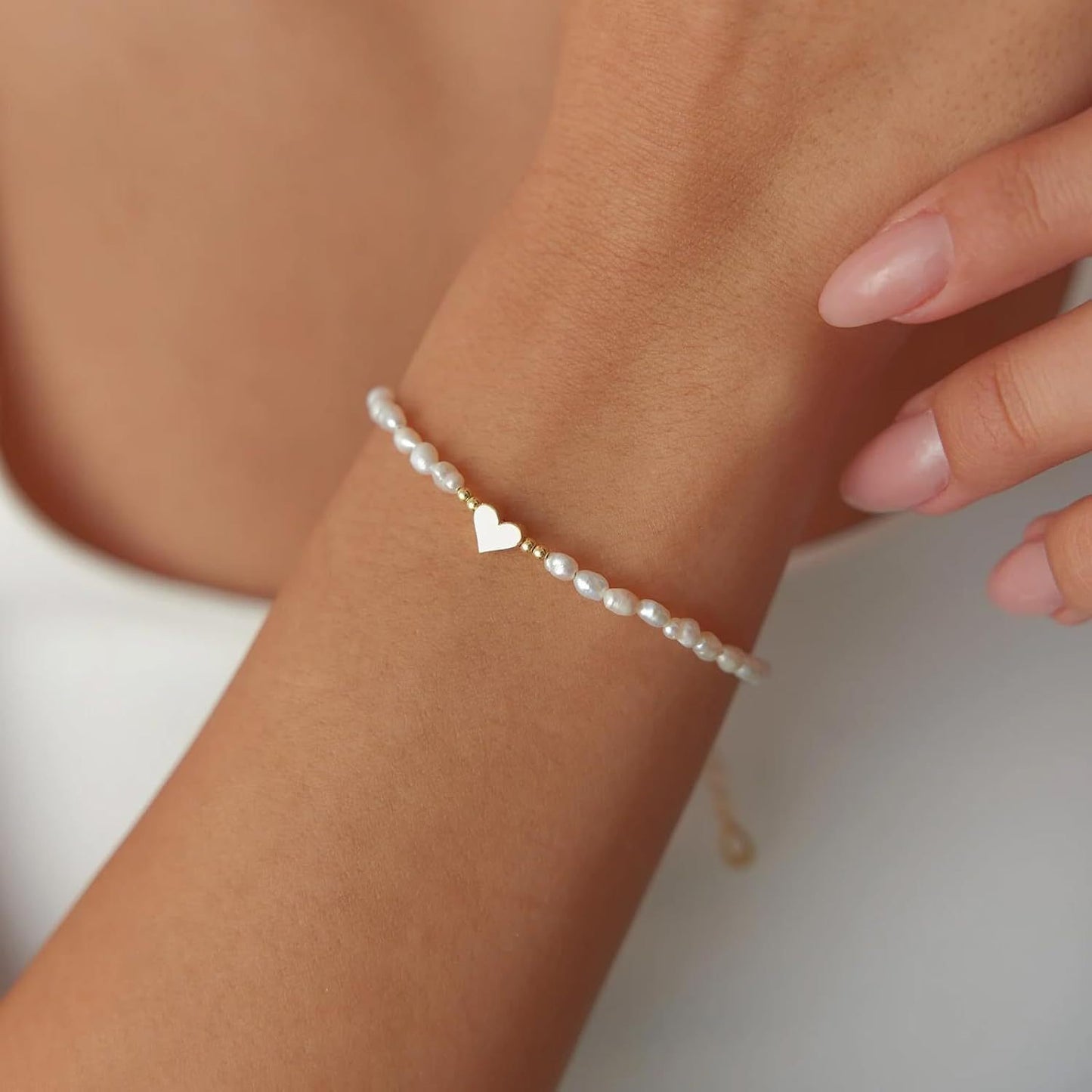 Gold Heart Baroque Pearl Set - Irregular Freshwater Bracelet & Necklace