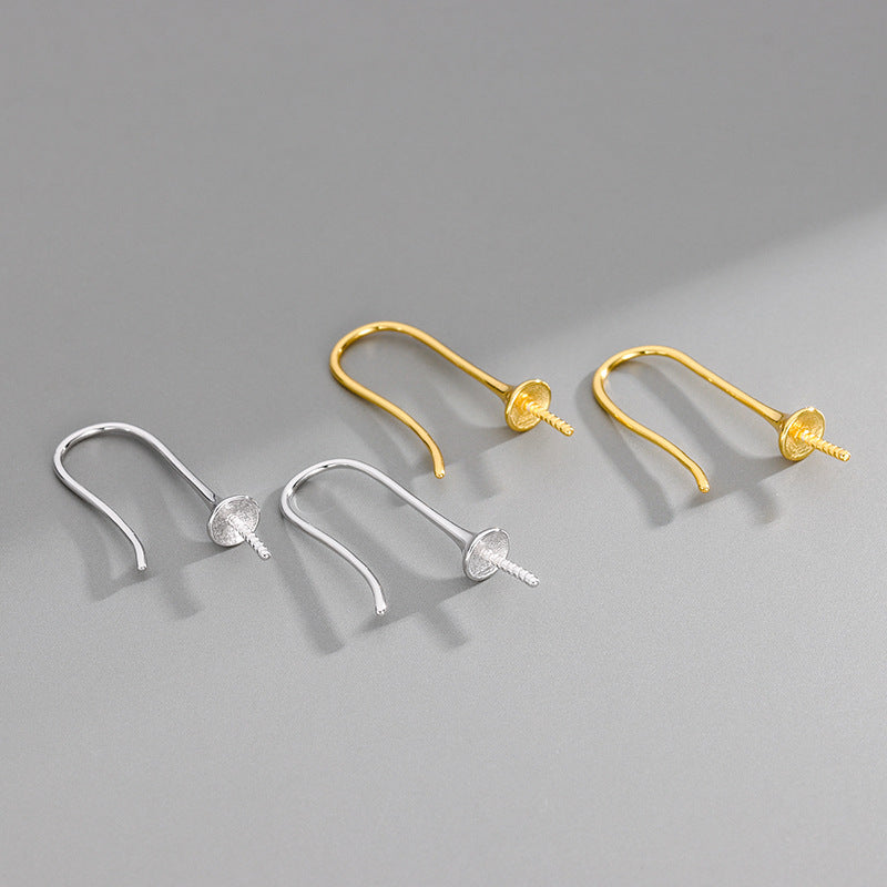 S925 Sterling Silver Gold-Plated U-Shaped Earring Bases -DIY Stud Settings for Pearls Gemstones