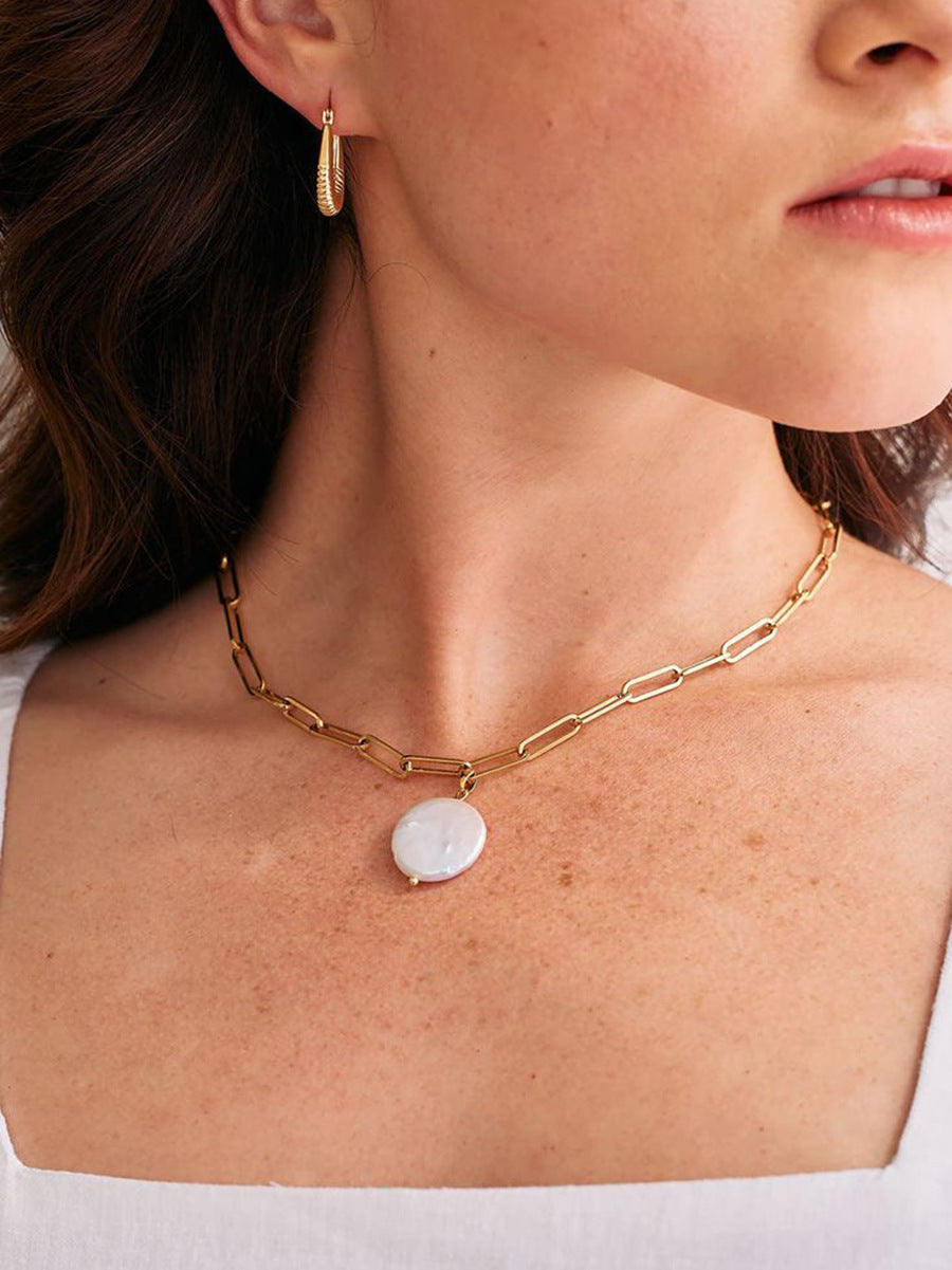 18K Gold Plated Titanium Steel - Tarnish Resistant Natural Freshwater Pearl Necklace