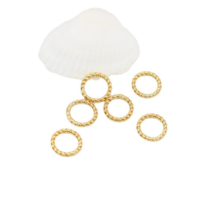 14K real gold small linen wreath earring pendant