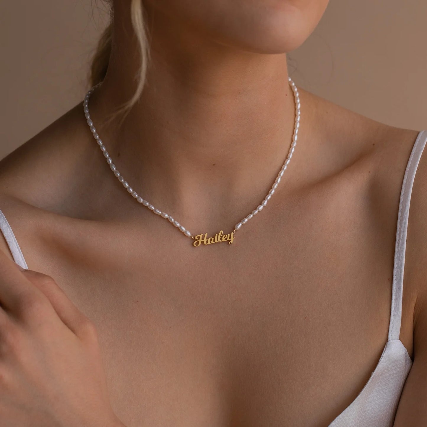 Custom Stainless Steel Name Necklace - DIY Pearl Chain Letter Pendant