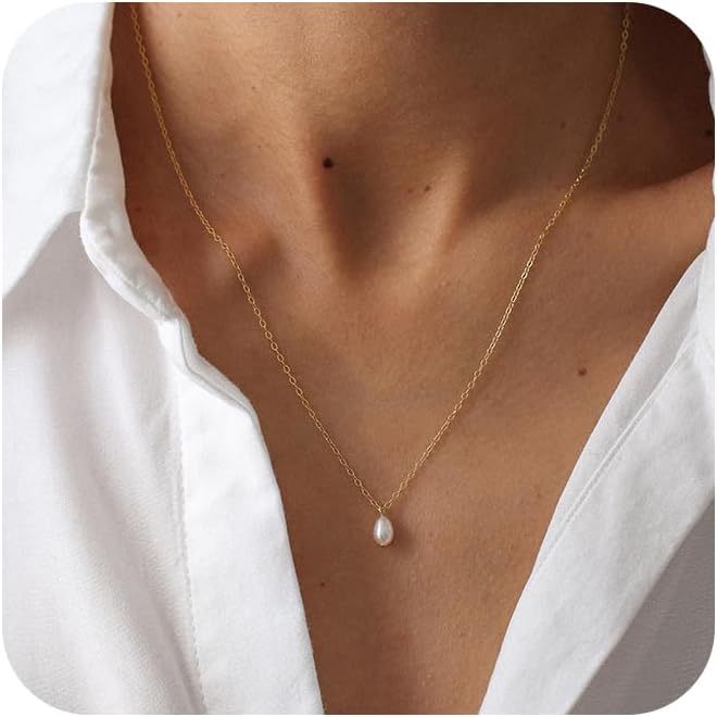 18K Gold Plated Stainless Steel - Pearl Pendant Necklace