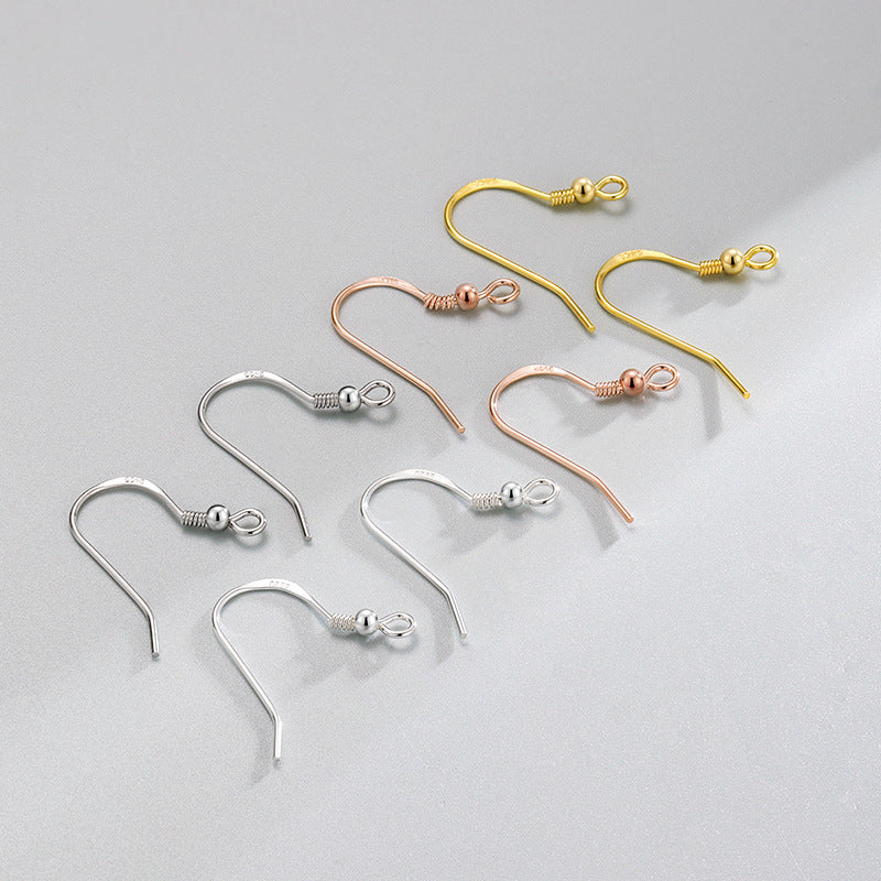 S925 Sterling Silver Gold-Plated Beaded Spring Ear Hooks - Minimalist DIY Earring Findings for Women