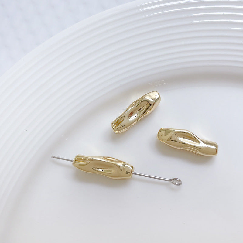 18K Gold Filled Baroque Tube Beads Long Smooth Spacer Beads DIY Jewelry Making Supplies