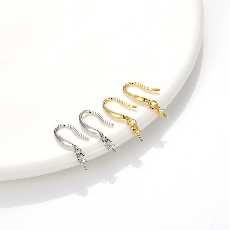 S925 Sterling Silver Plain Bezel Ear Hooks