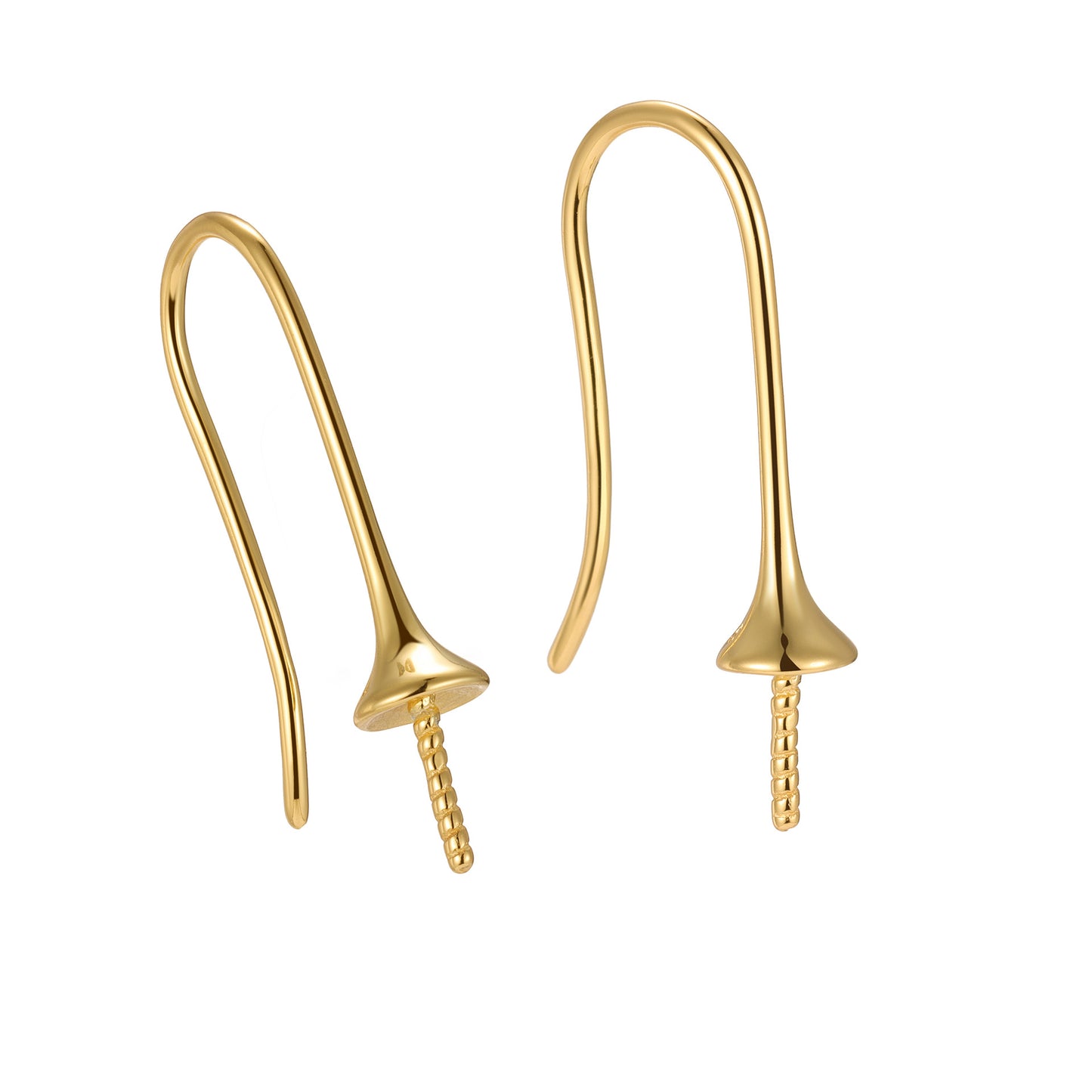 S925 Sterling Silver Gold-Plated U-Shaped Earring Bases -DIY Stud Settings for Pearls Gemstones