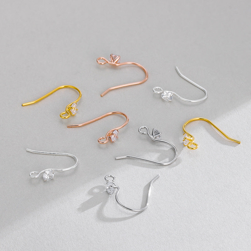 S925 Sterling Silver Handmade Wire Wrapped Earrings - 4-Prong CZ Minimalist DIY Jewelry Findings