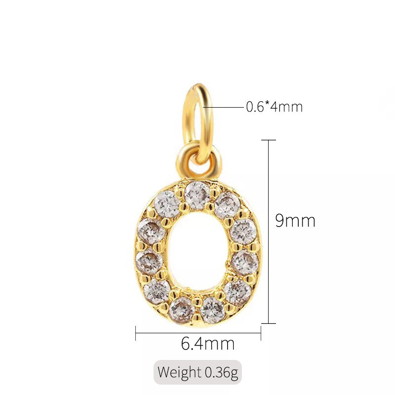A 14K zircon pendant with 26 English letters